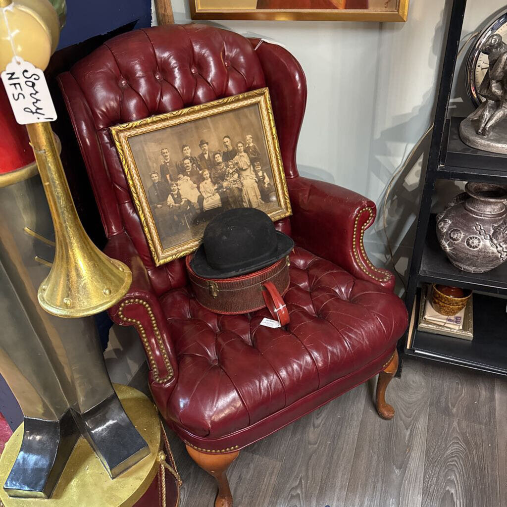 Red Leather Chesterfield wingback chair