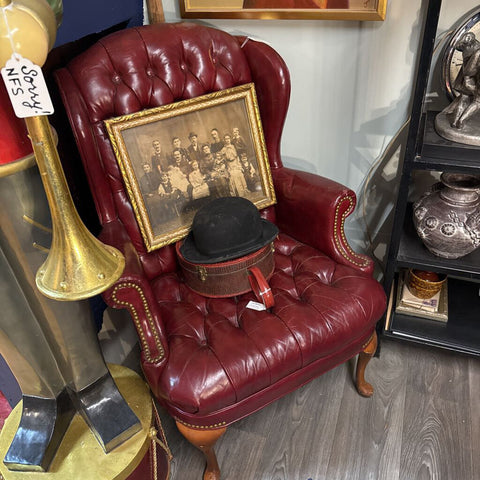 Red Leather Chesterfield wingback chair