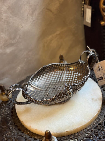 0502 Silver Tone Jardiniere Basket