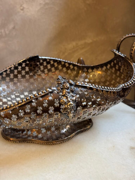 0502 Silver Tone Jardiniere Basket