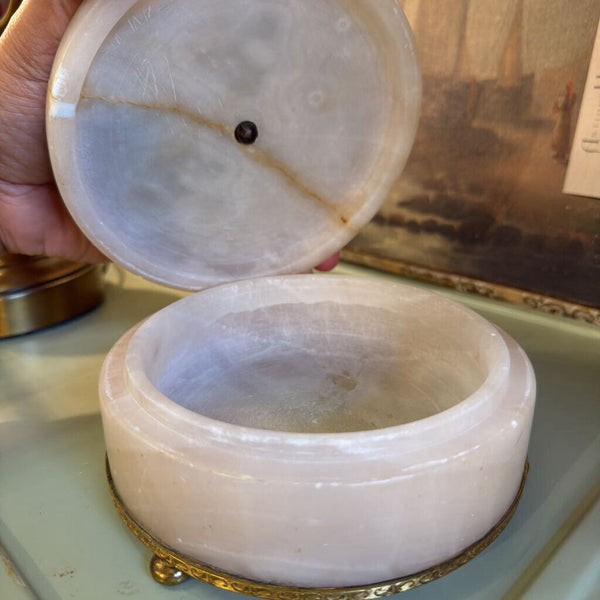 0350 Antique German Porcelain & Alabaster Box