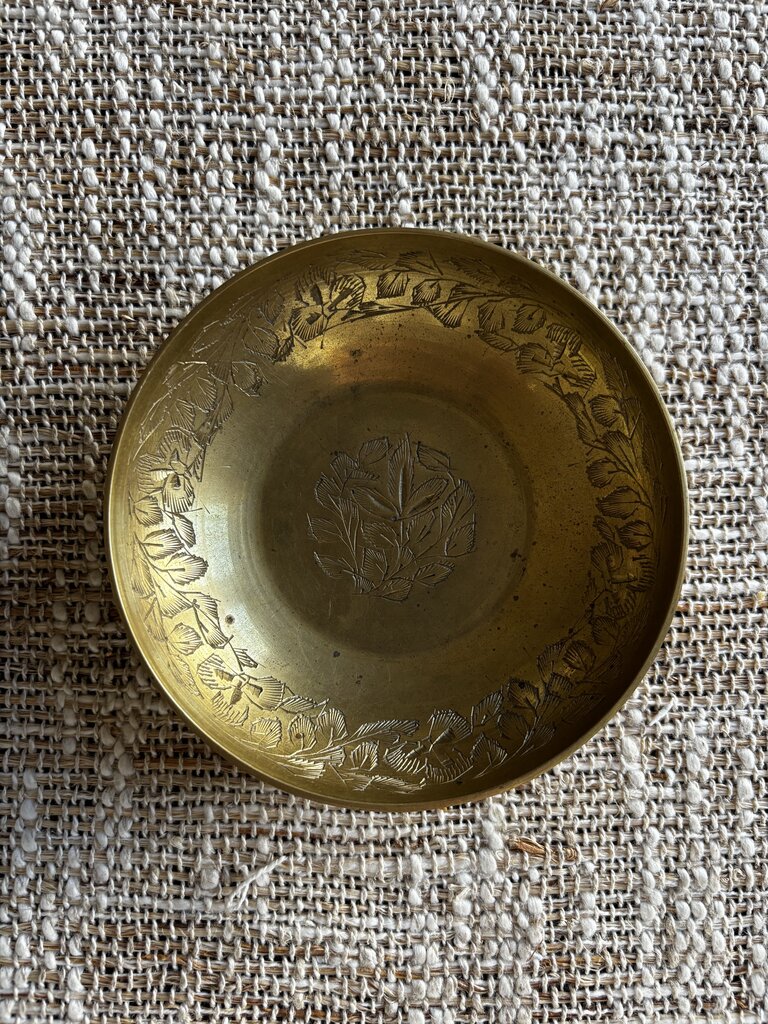 Vintage Etched Brass Trinket Dish