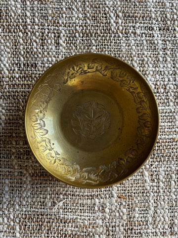 Vintage Etched Brass Trinket Dish