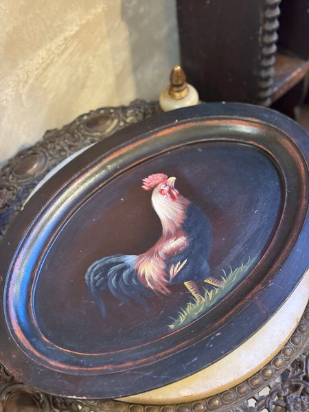 0463 Rooster Painted Wood Plaque