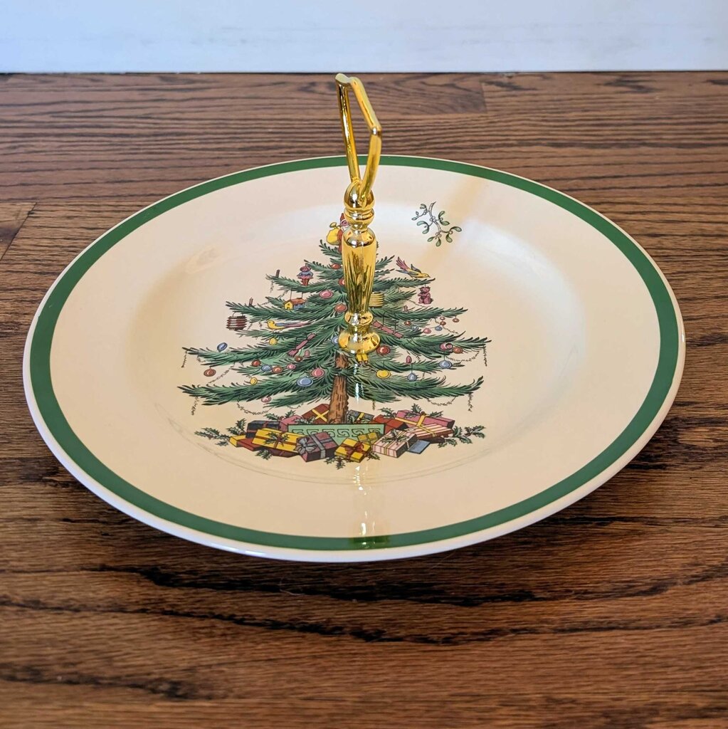 Vintage Spode Dessert Plate w/Gold Handle 10"