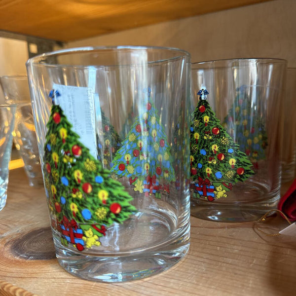 Set of 5 vintage Christmas old fashioned glasses