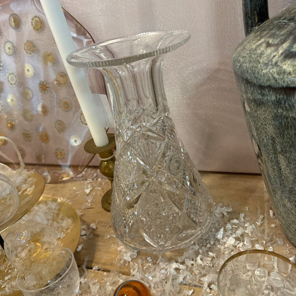 Cut crystal EAPG brilliant cut heavy vase