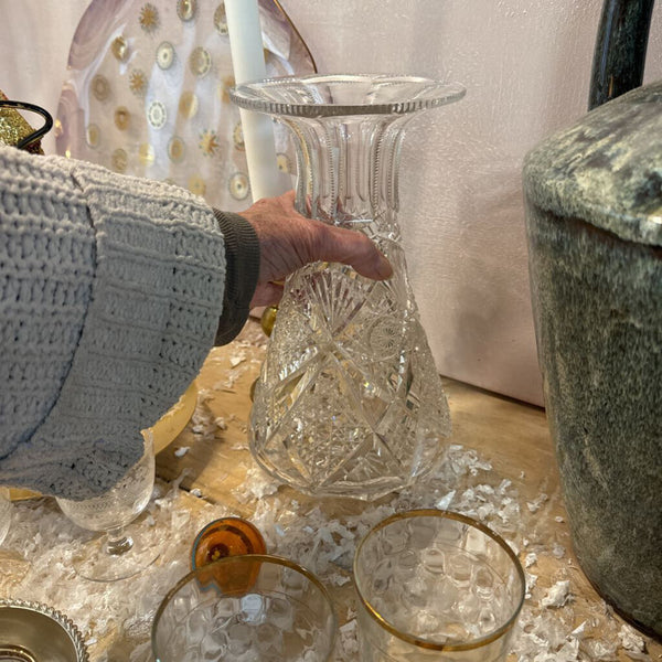 Cut crystal EAPG brilliant cut heavy vase