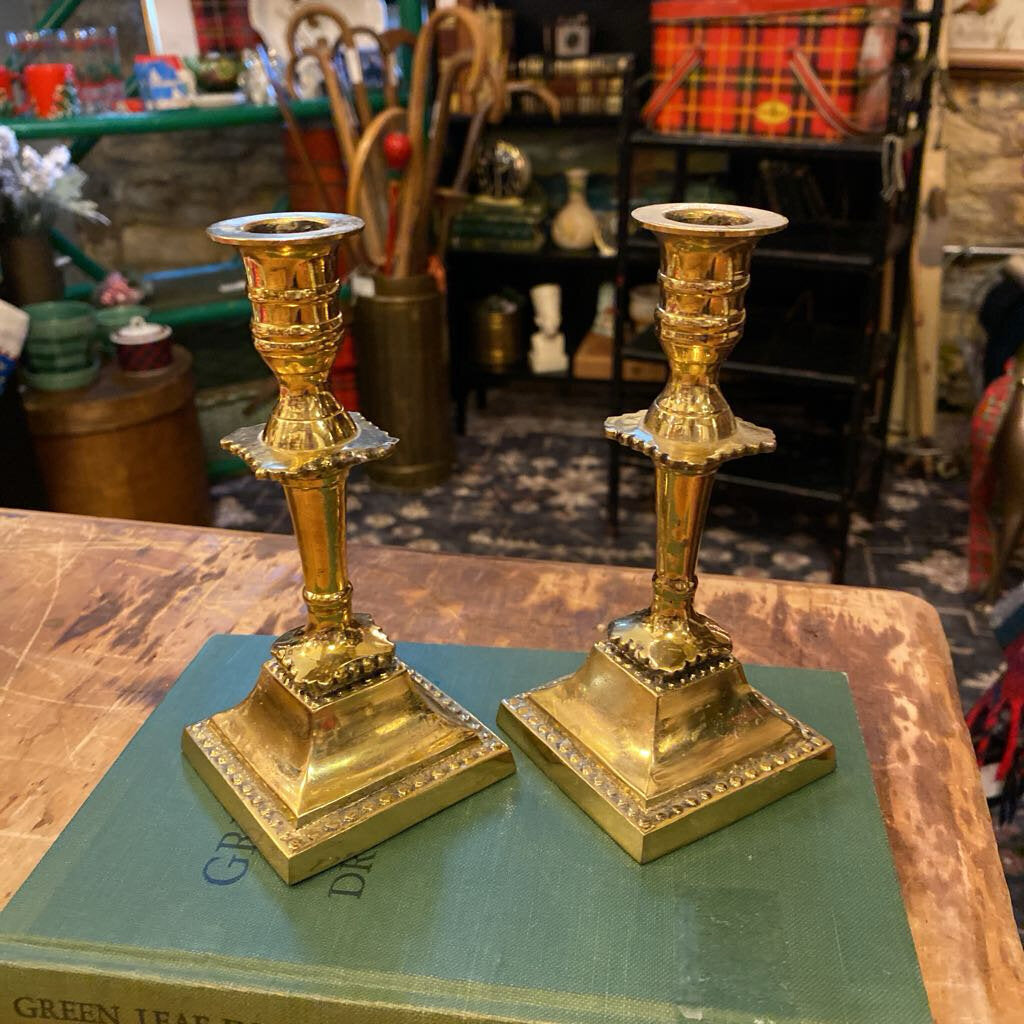 Vintage Brass Candelholders (Pair) 6.5 x 3