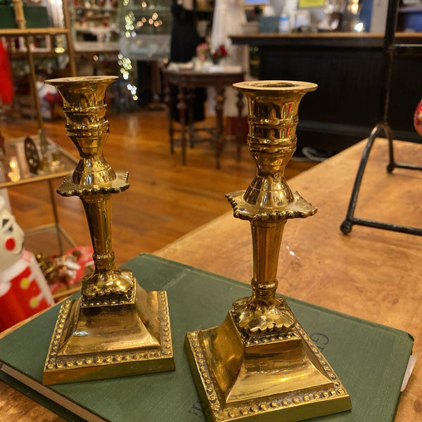 Vintage Brass Candelholders (Pair) 6.5 x 3