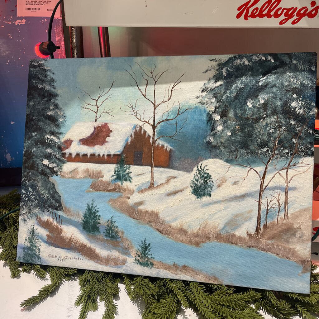 JFV - Vintage Winter painting 12" by 16"