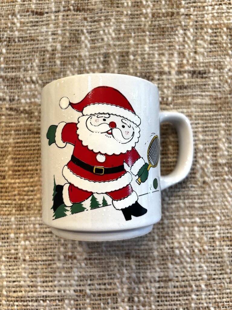 Vintage Santa Clause Tennis Coffee Mug / Japan