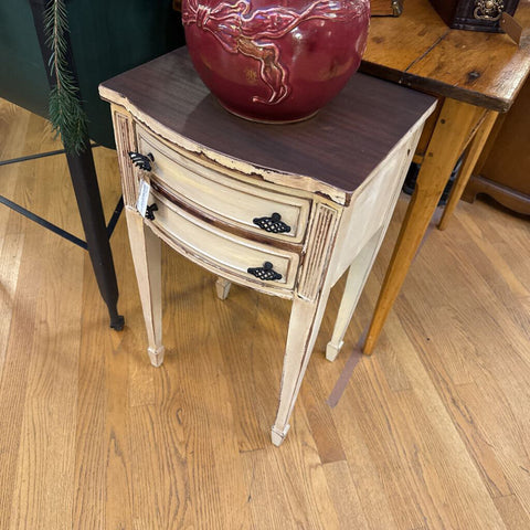 Vintage Chippy Small French Style Table w/2 Drawers. 11 x29