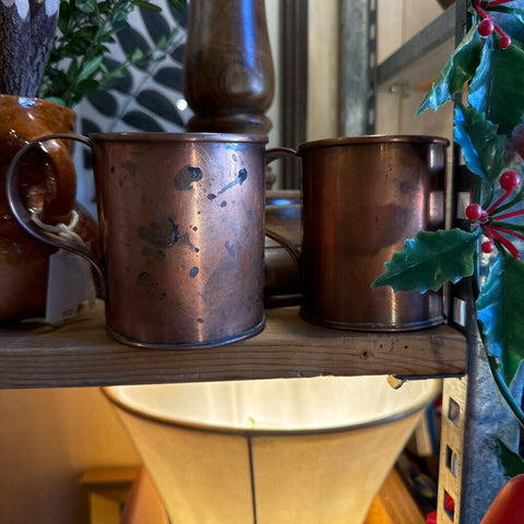 Vintage pair copper mule mugs with handle