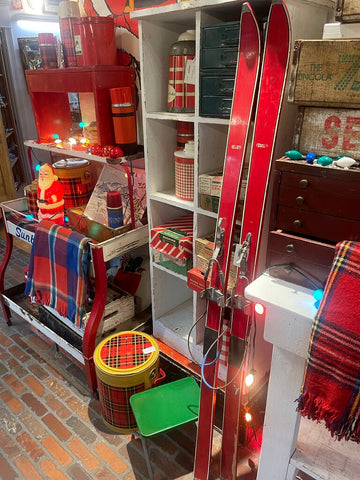 JFV ~ Vintage Red Wood Skis - IN STORE PICKUP ONLY