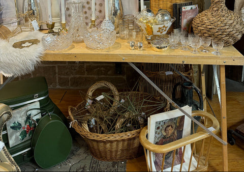Vintage wallpaper table