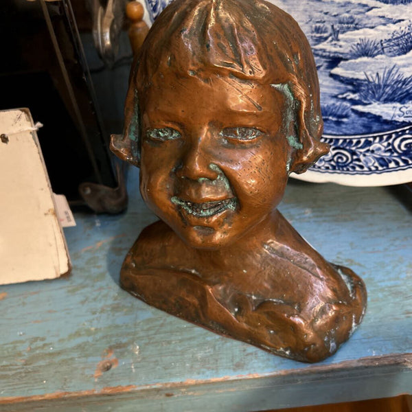 Bronze Little Girl Bust. 7x8