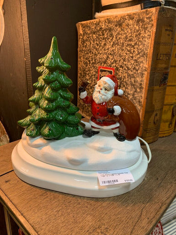 VTG Santa Lighted Ceramic Tree ~ 8.5" w x 11.25" l x 10"