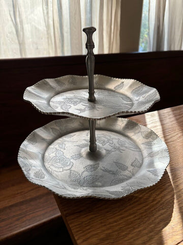 Vintage Tea Tray Aluminum 9in