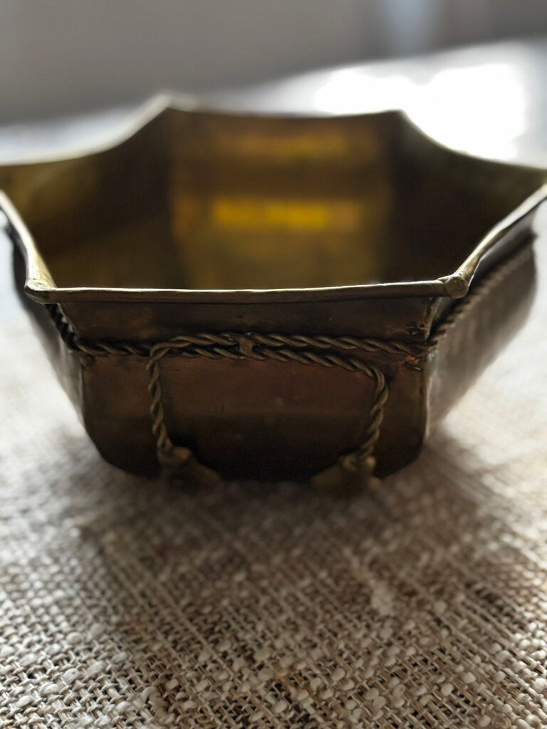 Vintage Solid Brass Rope Tassel Planter