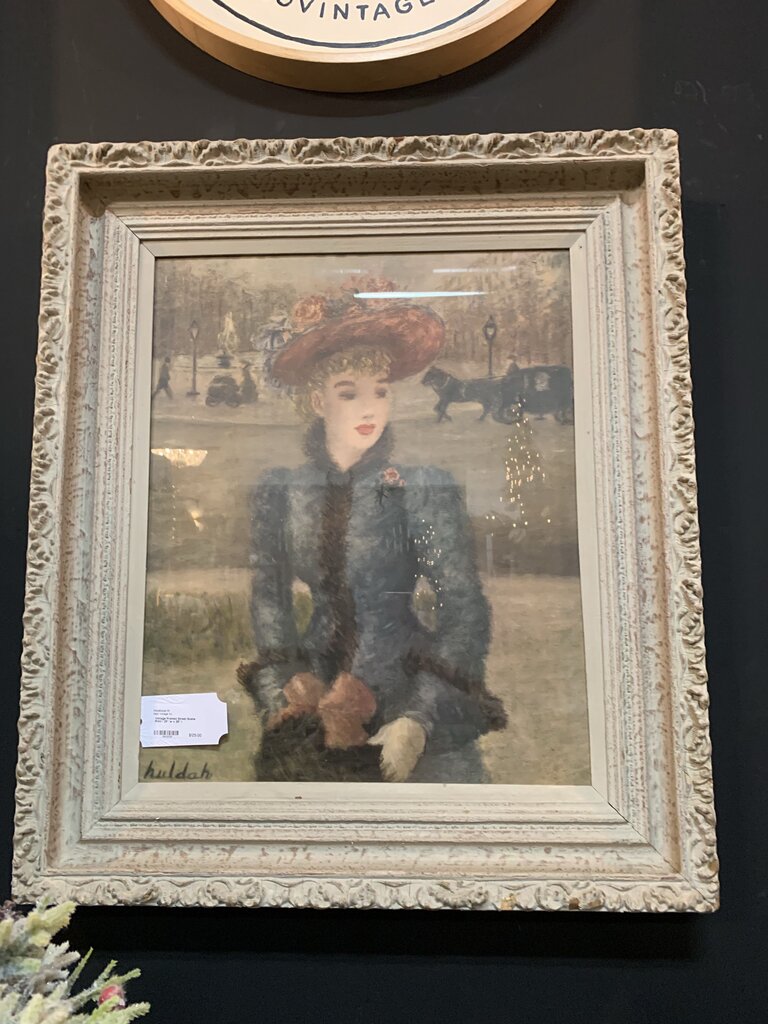 Vintage Framed Street Scene Print~ 25" w x 29" l