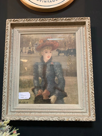 Vintage Framed Street Scene Print~ 25" w x 29" l