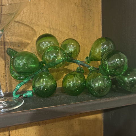 Green Glass Grape Cluster Hand Blown 11"