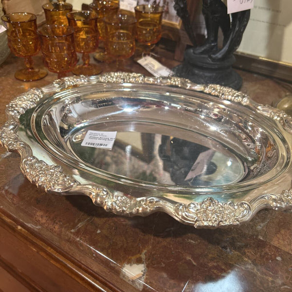 Wallace Baroque Silver Plated Footed Serving Bowl 13.5 x 10"