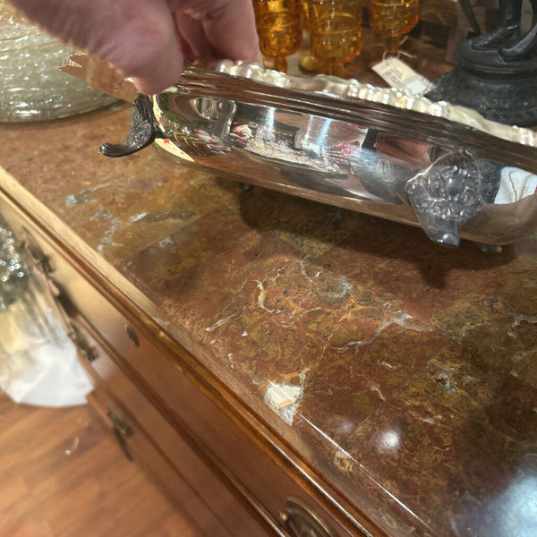 Wallace Baroque Silver Plated Footed Serving Bowl 13.5 x 10"