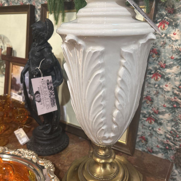Neoclassical Fluted Lamp Ceramic/Brass heavy 32"t