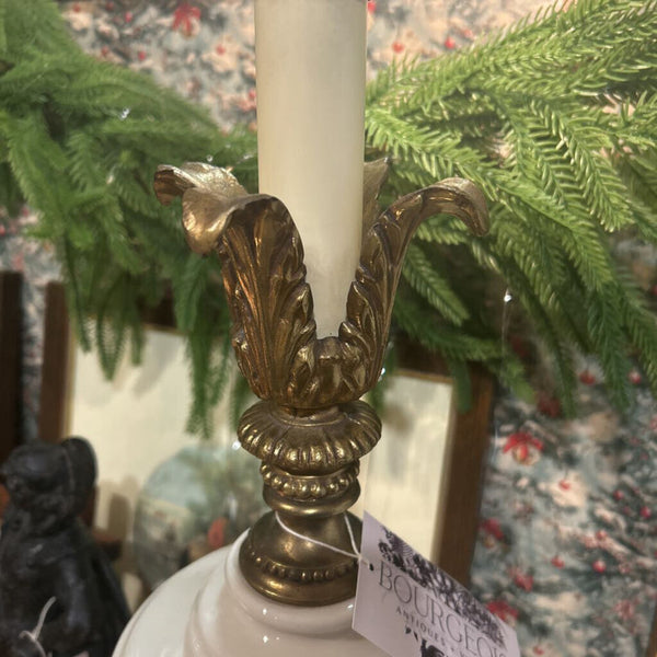 Neoclassical Fluted Lamp Ceramic/Brass heavy 32"t