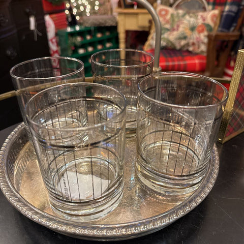 Set of 4 Culver silver pinstripe glasses