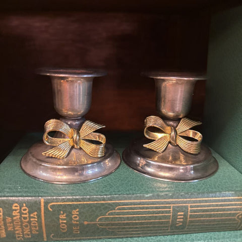 Pair Bow Candleholders