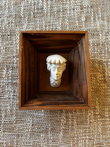 Vintage Framed Polish 3D Cast Plaster Head