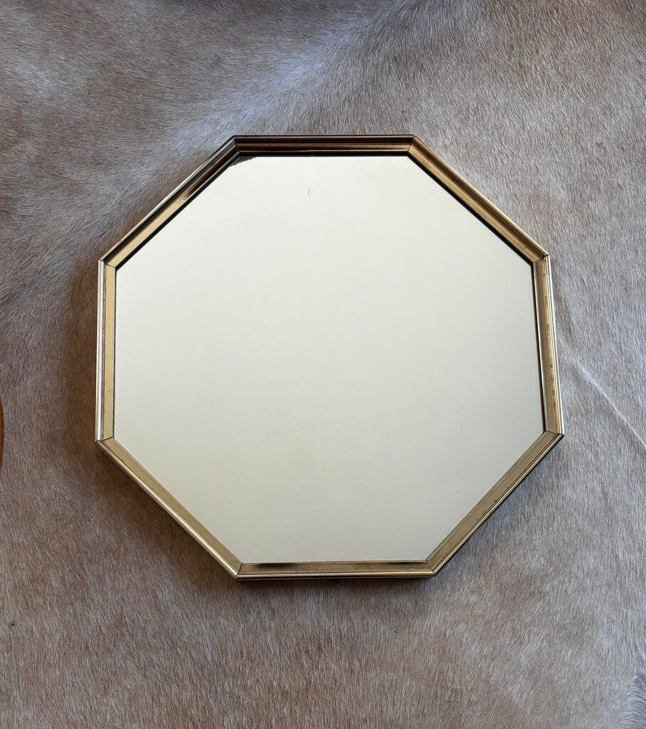 Vintage Framed Brass Octagon Mirror