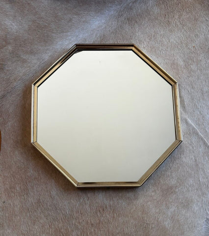 Vintage Framed Brass Octagon Mirror