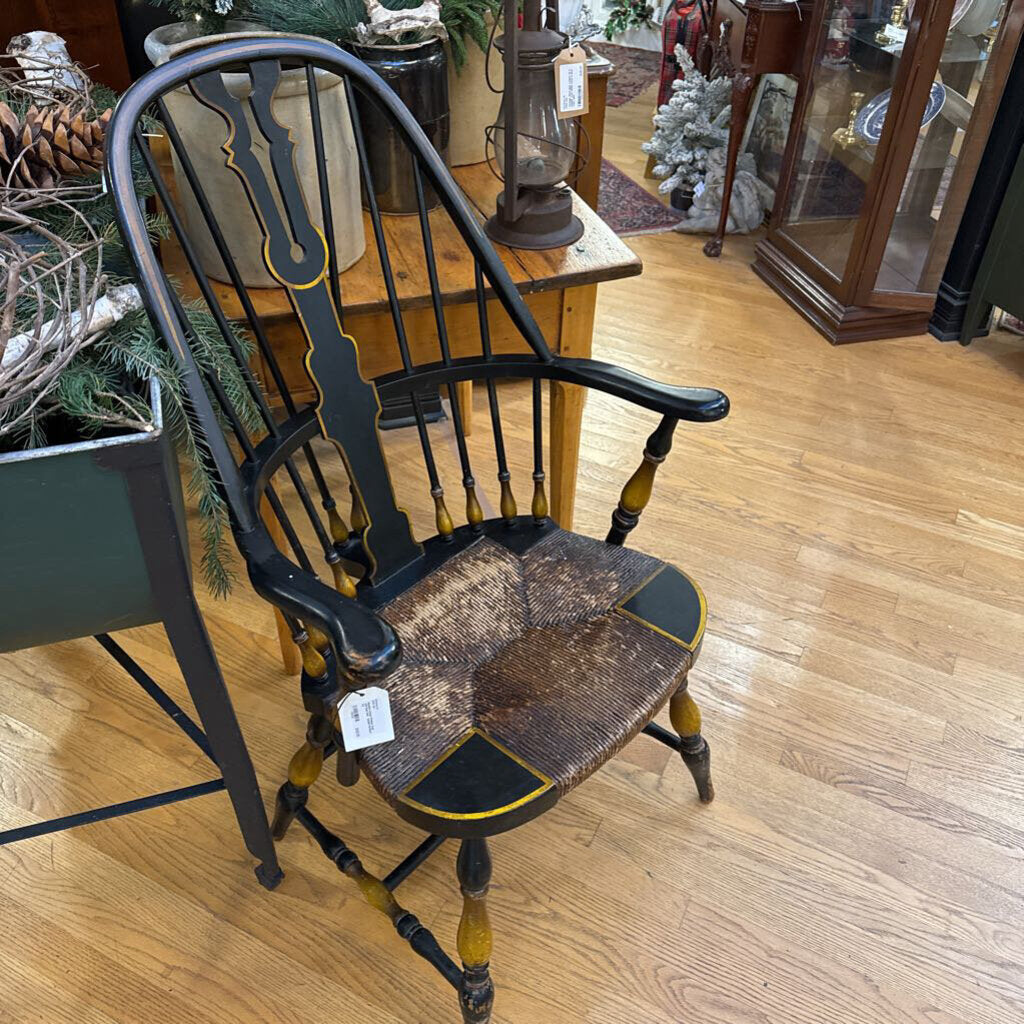 Beautiful antique Windsor Chair with Rush Seat Karpen Furniture Co.