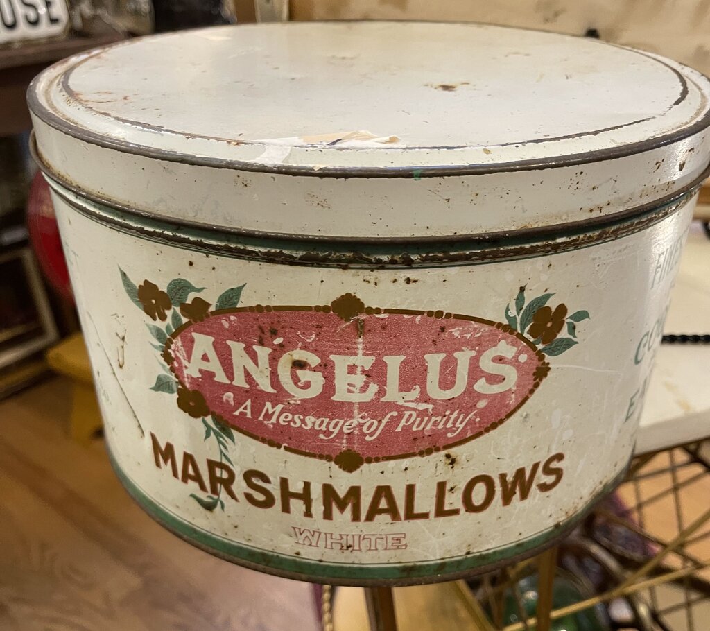 Vintage ANGELUS marshmallow tin as is