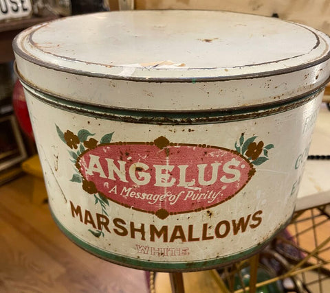 Vintage ANGELUS marshmallow tin as is