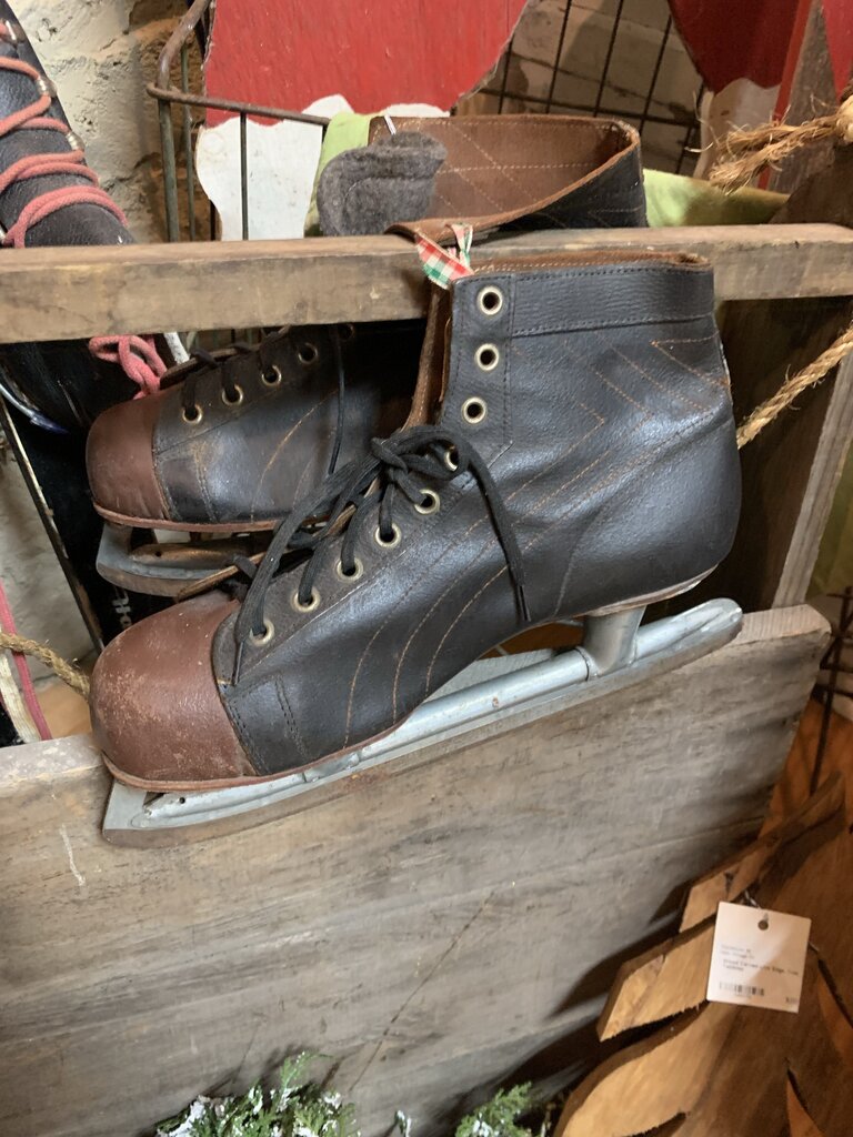 Antique Pair Leather Ice Skates