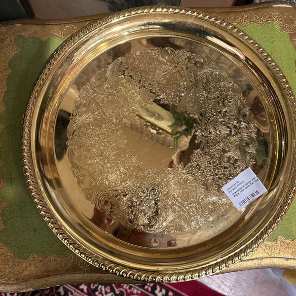International Silver 23K Electro Plate with Gold Serving Tray 12.5"