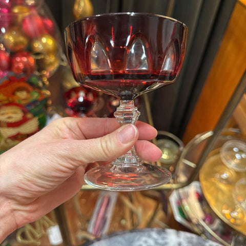 Set of 7 Cherry Red Vintage Coupe Glasses W1951