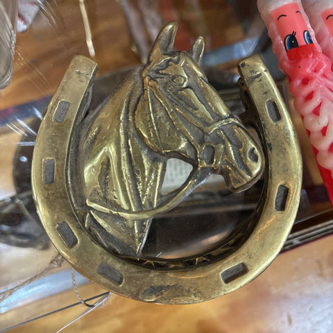 Brass Horse and Horse Shoe Door Knocker W1937