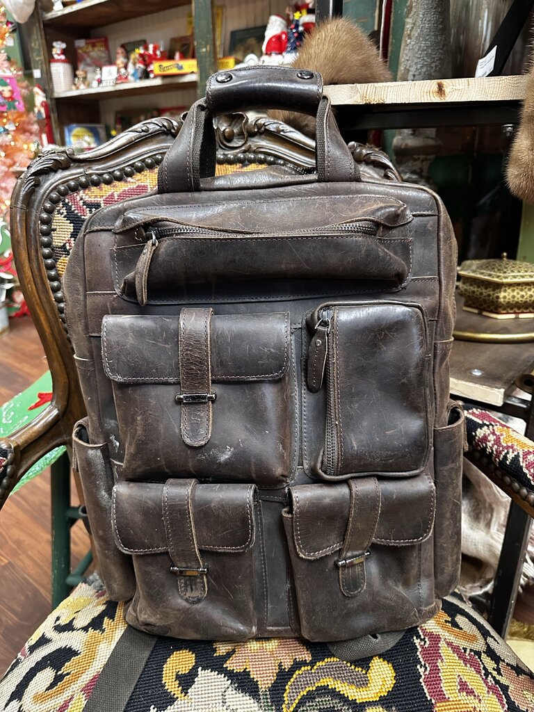 Beautiful Vintage Brown Handmade Leather Backpack FIRM