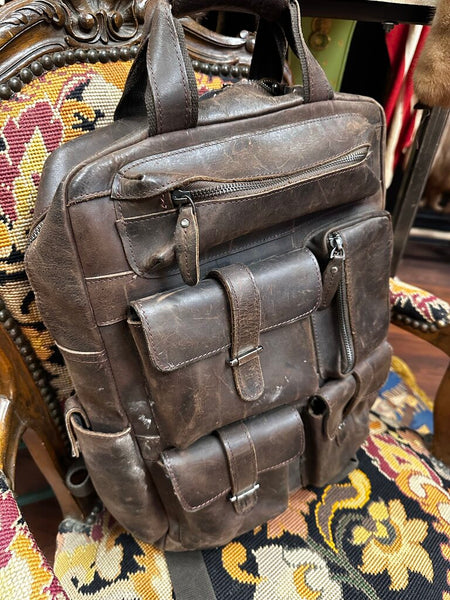Beautiful Vintage Brown Handmade Leather Backpack FIRM