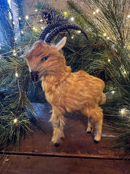 Vintage Toy Fur Covered Ram Mountain Sheep As Found 10.5T