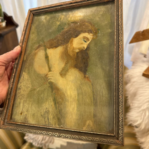 Antique painting framed of Jesus 8x10