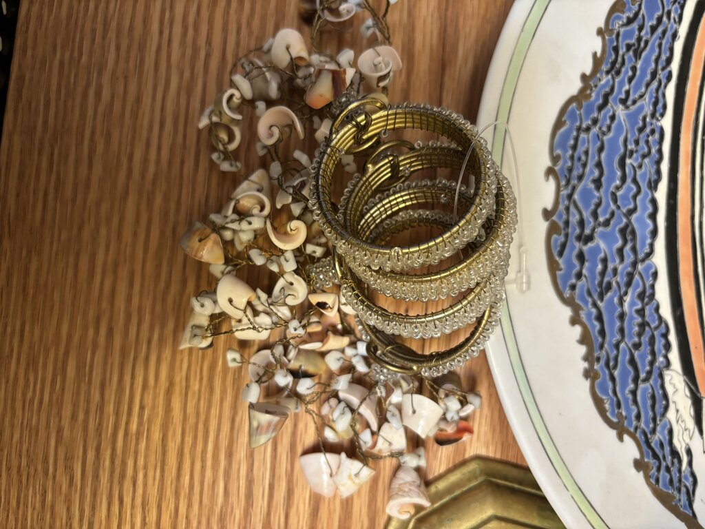 Vintage Shell & Bead Napkin Ring Set of 4