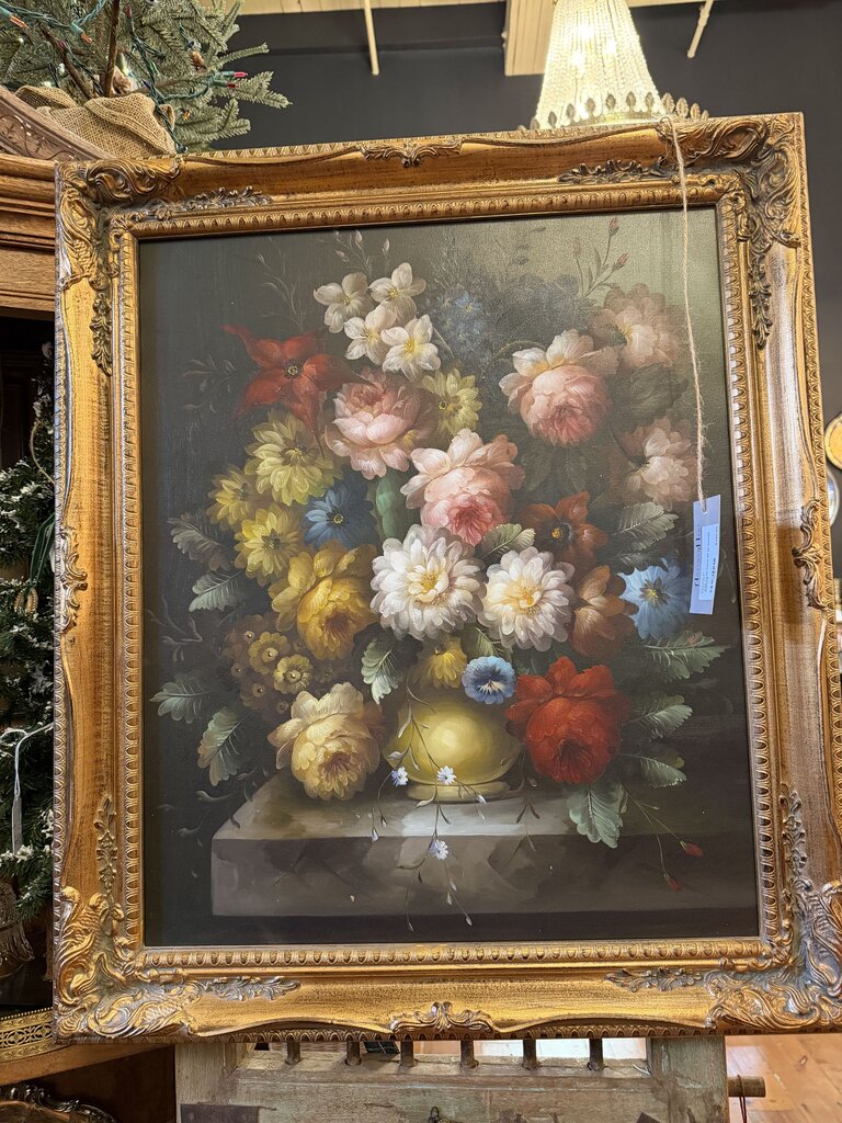 0087 Large Floral Oil on Canvas Painting