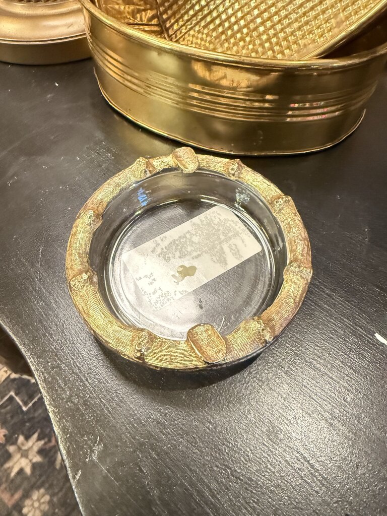 Glass and gold ashtray